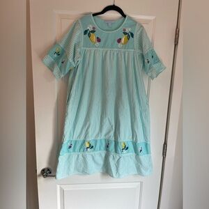 Woman Within Only Necesties 100% Cotton Night Gown Embroidered Lady Bug Sz 14/16